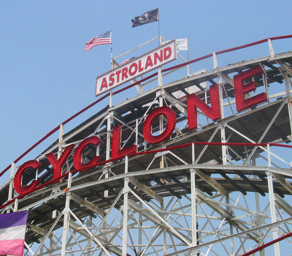 The Cyclone rollercoaster at Coney Island, NY.