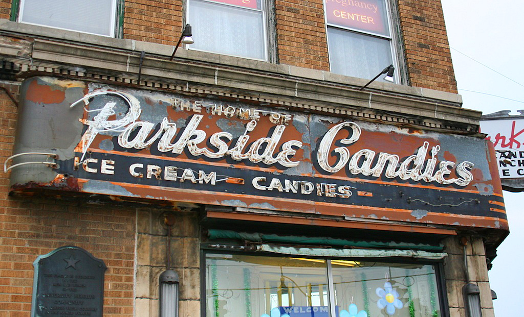 Parkside Candies sign in Buffalo, NY.