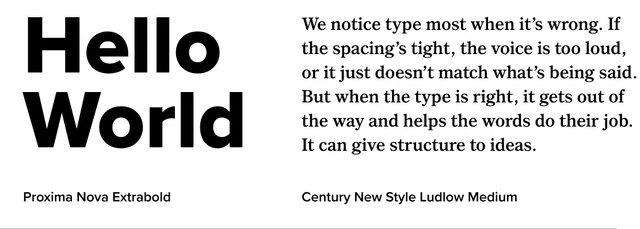 Century New Style paired with Proxima Nova