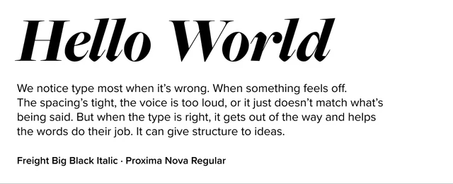Freight Big paired with Proxima Nova