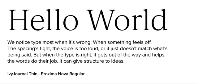IvyJournal paired with Proxima Nova