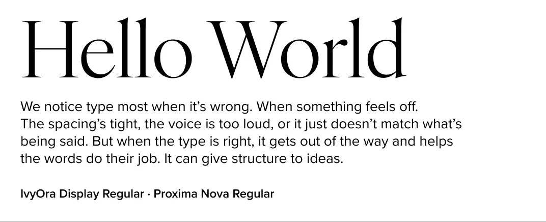 IvyOra paired with Proxima Nova
