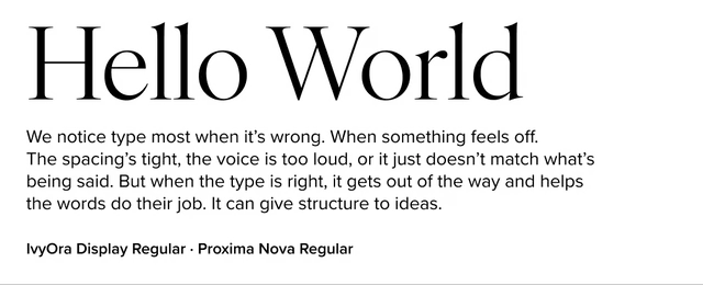 IvyOra paired with Proxima Nova