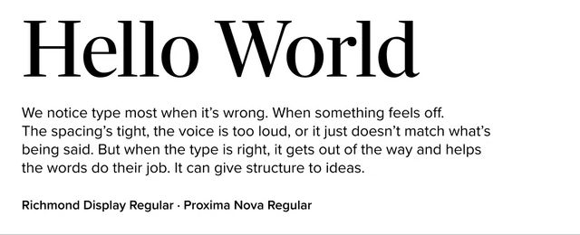 Richmond paired with Proxima Nova