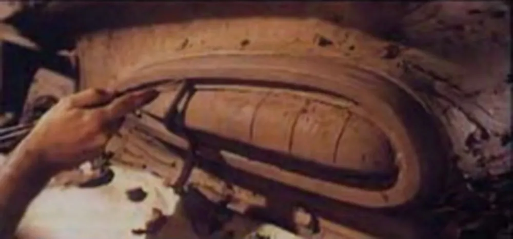 Still from ‘American Look’ showing a car prototype being sculpted from clay.