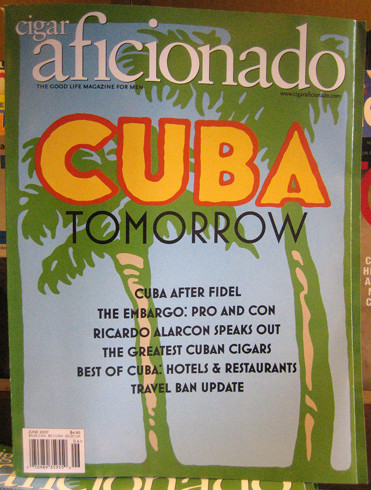 Cover of Cigar Aficionado featuring the typeface Mostra.