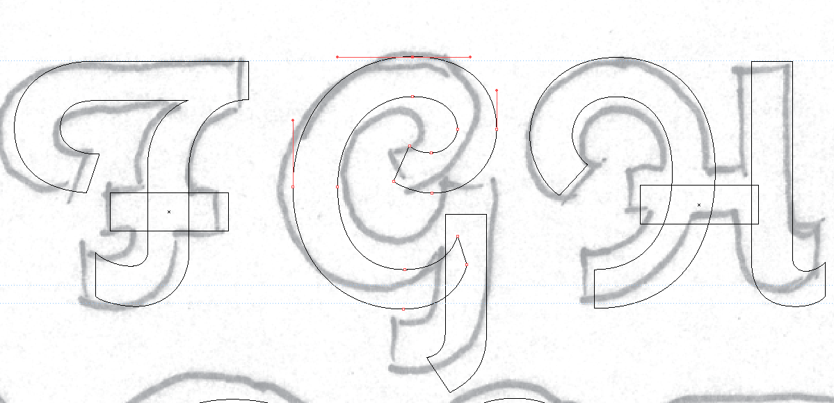 Coquette Bold tracing in Adobe Illustrator.